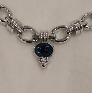 D'Orlan Silver and Blue Pendant Necklace